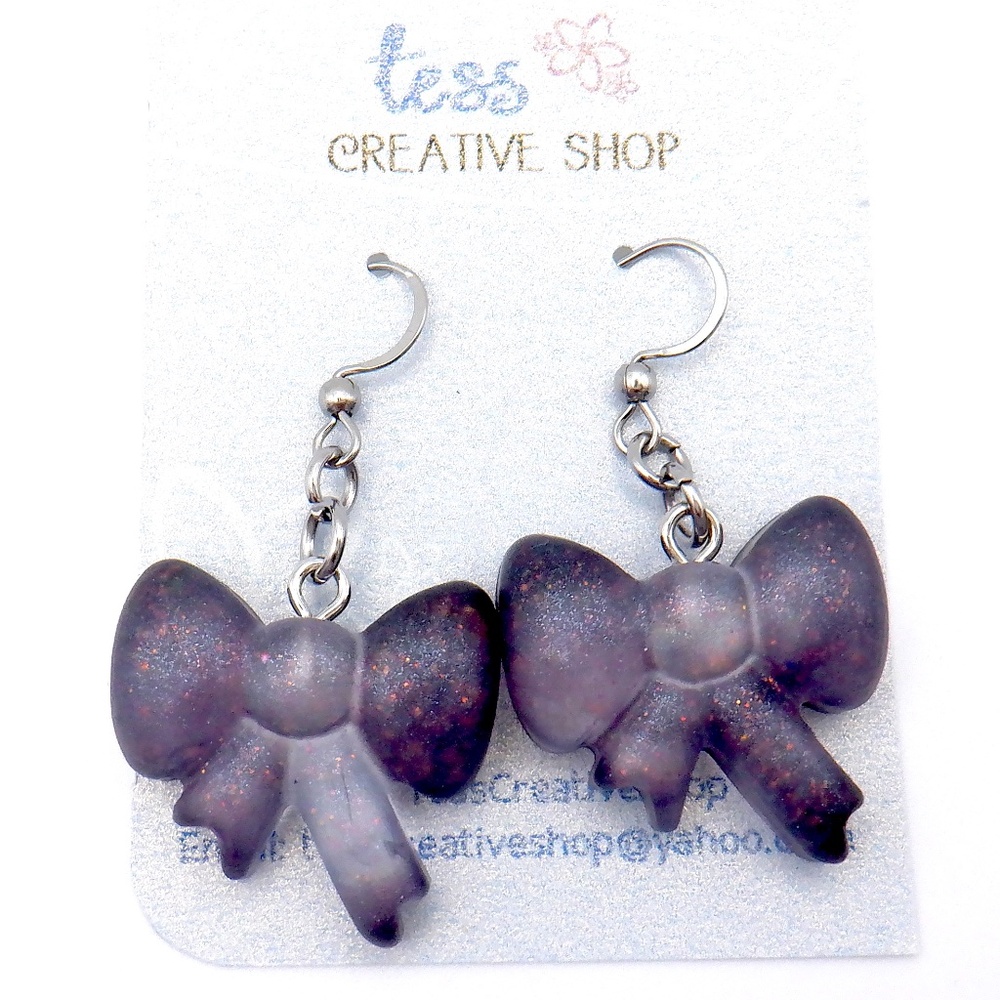 Handmade Resin Bow Earrings NEW